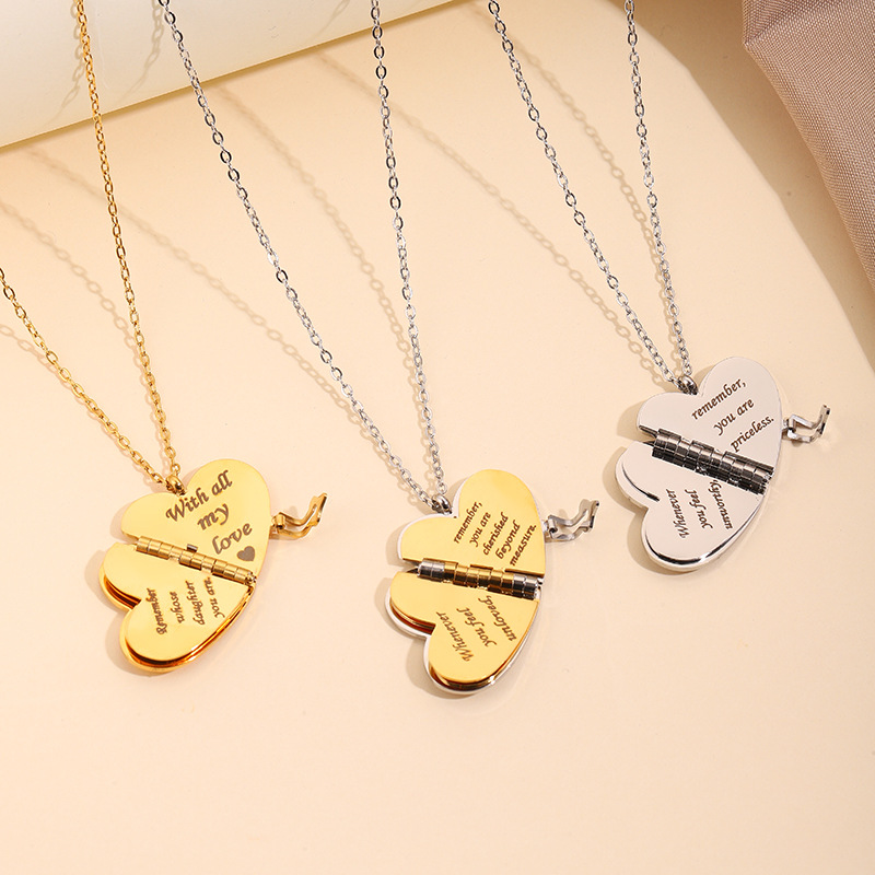 Collar Con Medallón De Libro De Corazón Personalizado, Colgante De Libro Con Mensaje De Siete Páginas, Carta De Amor Secreta, Regalo De Aniversario