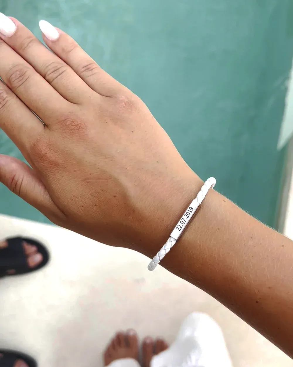 Pulsera Personalizada Para Parejas Con Fecha Grabada Y Grabado Personalizado Para Tu Día Especial. Regalo De Aniversario. - 
