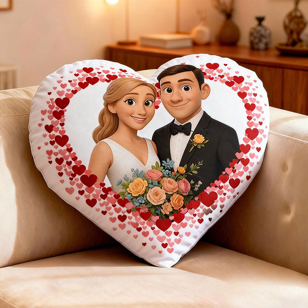 Almohadas Personalizadas Con Foto De Pareja: Almohadas Rojas Con Forma De Corazón Para San Valentín - 