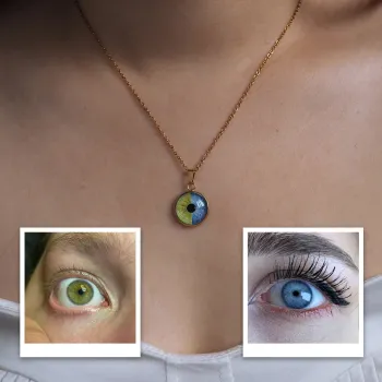 Colgante Personalizado Con Retrato De Pareja De Dos Ojos, Almas Entrelazadas, Collar De Dos Ojos, Collar Personalizado 'nuestros Ojos', Regalo De Aniversario Para Parejas. - 