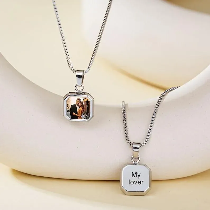 Collar Mágico Con Foto Oculta Personalizada, Ideal Para Aniversarios. Collar Con Foto Oculta En Frío Que Revela La Imagen Con Calor. Regalos Para Ella. - 