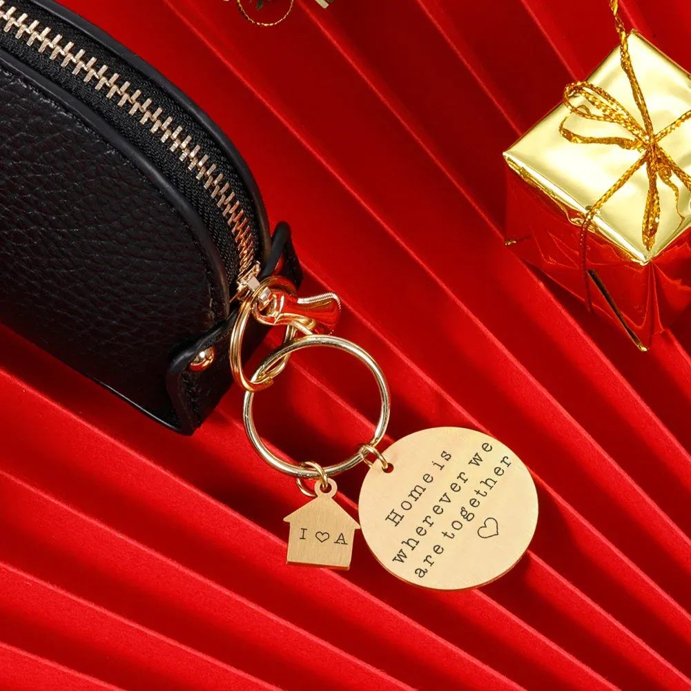 Llavero Personalizado Para Parejas: El Hogar Está Donde Estemos. Llavero Con Iniciales Grabadas Para Novio/novia. - 