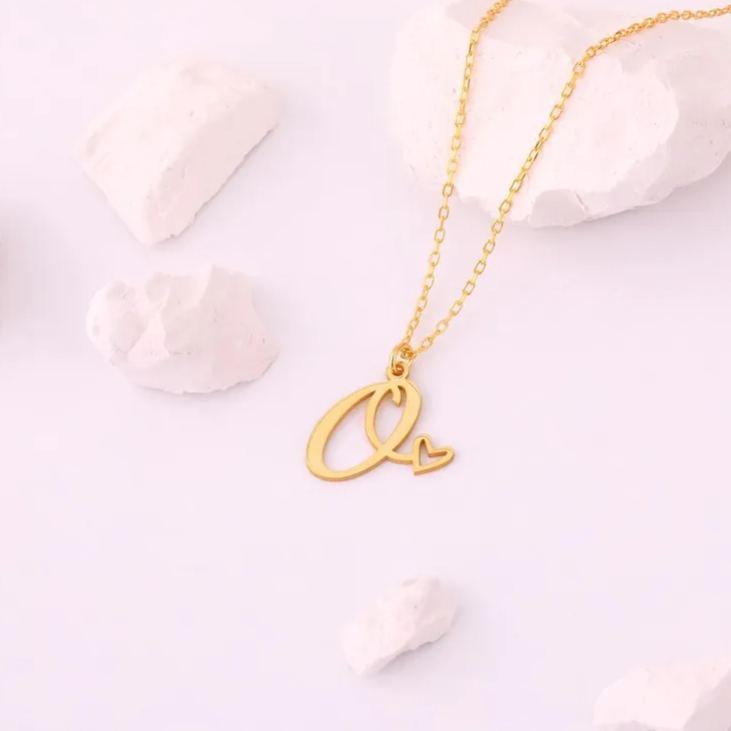 Collar Con Letra Personalizada: Colgante De Letra Individual Personalizado, Collar Sencillo Con Detalle De Corazón, Regalo Para Mujer. - 
