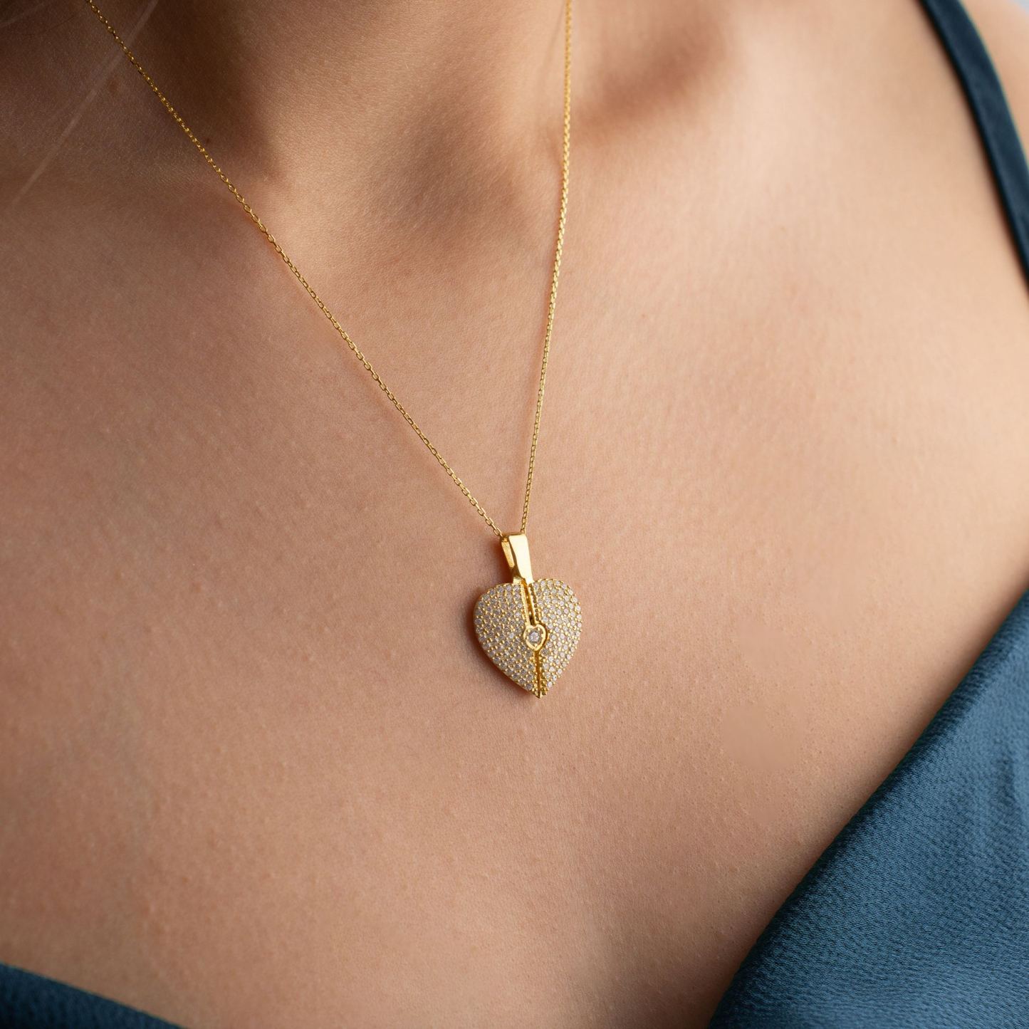 Collar Con Medallón De Corazón Personalizado Con Nombre Y Foto Grabada, Medallón De Corazón De Circonita Pavé Completo, Regalos Para Ella - 