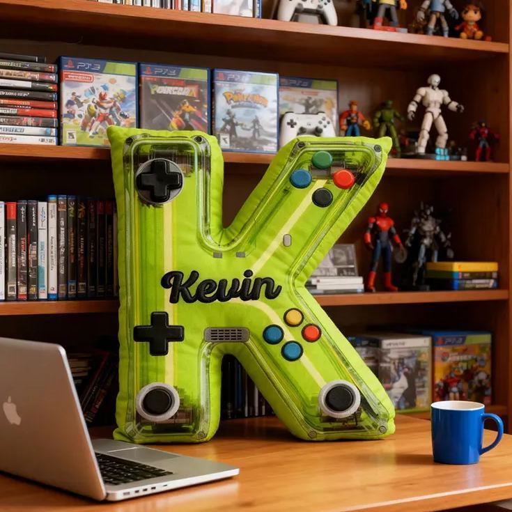 Almohada Personalizada Con Letras De Neón Impresas En 3d Para Mando De Juegos: Regalo Con Nombre Personalizado Para Niños Y Aficionados A Los Videojuegos. - 