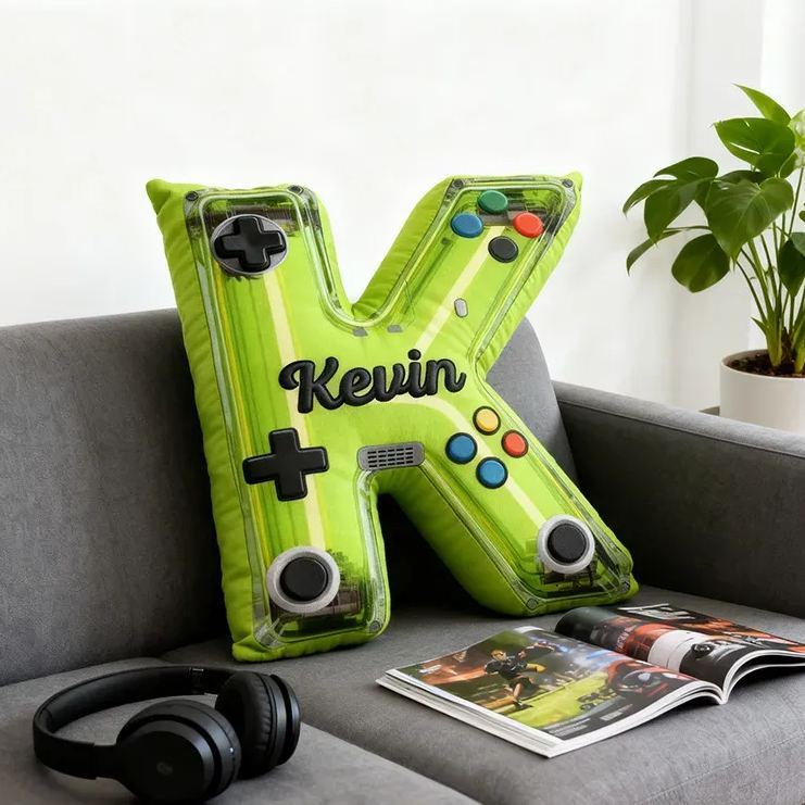 Almohada Personalizada Con Letras De Neón Impresas En 3d Para Mando De Juegos: Regalo Con Nombre Personalizado Para Niños Y Aficionados A Los Videojuegos. - 
