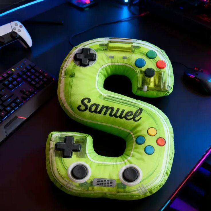 Almohada Personalizada Con Letras De Neón Impresas En 3d Para Mando De Juegos: Regalo Con Nombre Personalizado Para Niños Y Aficionados A Los Videojuegos. - 