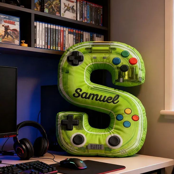 Almohada Personalizada Con Letras De Neón Impresas En 3d Para Mando De Juegos: Regalo Con Nombre Personalizado Para Niños Y Aficionados A Los Videojuegos. - 