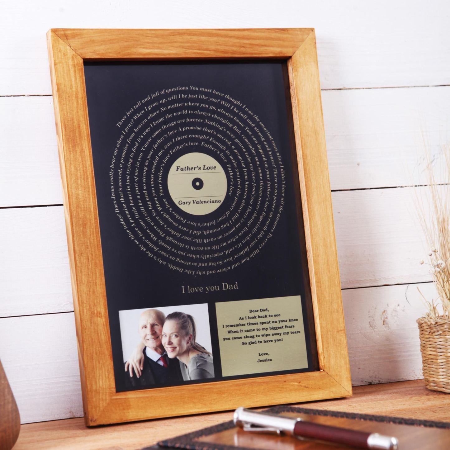 Lámina Personalizada Tamaño A4 Con Letras De Canciones Para Papá. Regalo Sentimental Para El Día Del Padre Y Cumpleaños. Regalo Personalizado Para Papá. Recuerdo Del Baile De Padre E Hija. - 