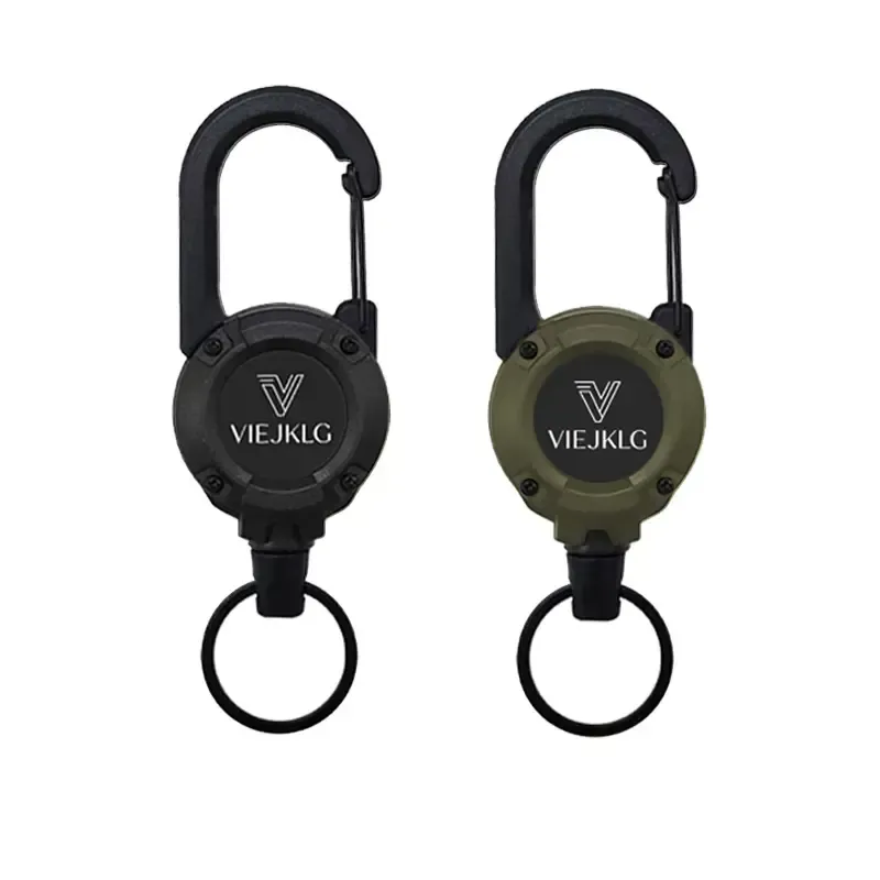 3 en 1 nuevo llavero de mosquetón de carrete retráctil multifuncional, hebilla de cuerda de alambre de acero fuerte, llavero de herramienta para deportes al aire libre accesorios - 