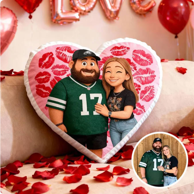 Almohadas Personalizadas Con Foto De Pareja: Almohadas Rojas Con Forma De Corazón Para San Valentín - 