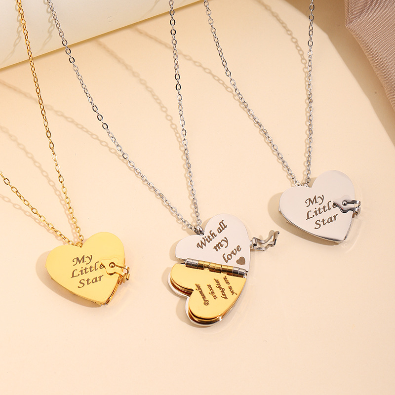 Collar Con Medallón De Libro De Corazón Personalizado, Colgante De Libro Con Mensaje De Siete Páginas, Carta De Amor Secreta, Regalo De Aniversario
