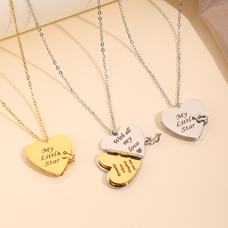 Collar Con Medallón De Libro De Corazón Personalizado, Colgante De Libro Con Mensaje De Siete Páginas, Carta De Amor Secreta, Regalo De Aniversario - 