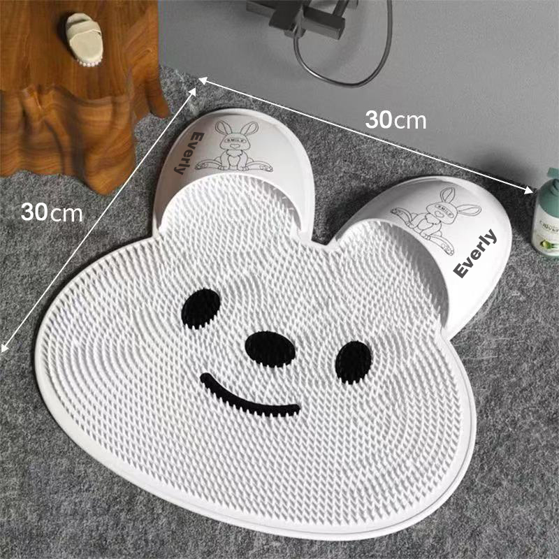 Bonita Alfombrilla De Silicona Para Fregar Pies En La Ducha Con Forma De Conejo, Limpiador Y Masajeador De Pies Con Ventosas, Fácil Montaje En La Pared Para Secar. - 