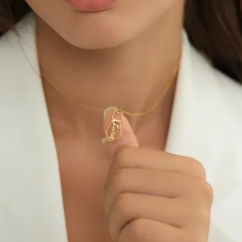 Collar Personalizado Con Nombre De Gato, Colgante De Gato De La Suerte Con Nombre Grabado, Regalo Para Ella - 