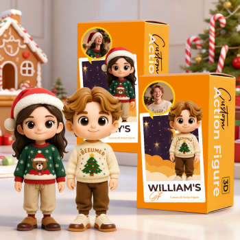 Custom 3D Figure from Your Photo Personalized Mini Doll Christmas Gift for Couples Family Friends