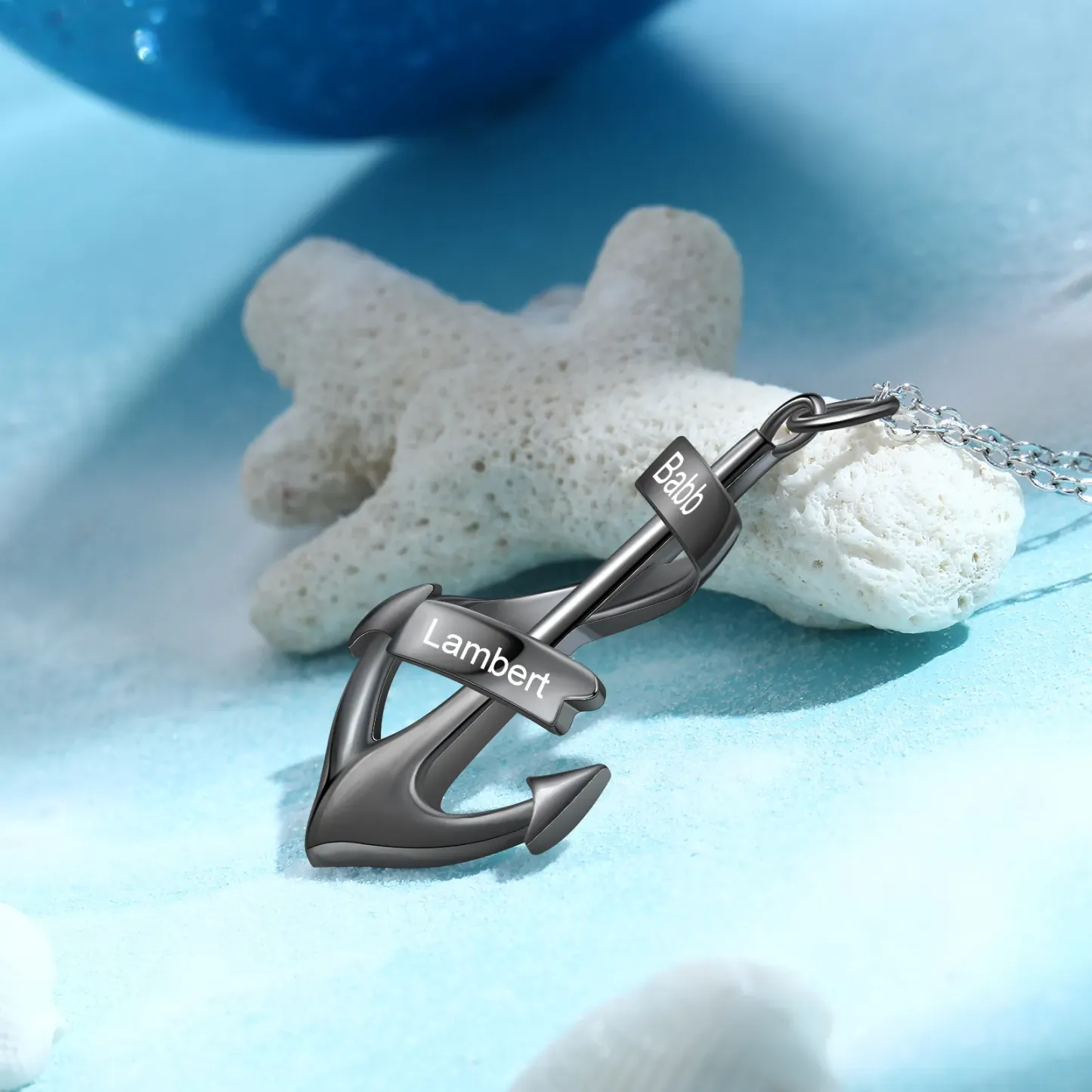 Collana Con Ancora Personalizzata Con 2 Nomi, Ciondolo Con Ancora Nautica Personalizzato, Collana Con Ancora Pirata Incisa, Regali Per Gli Amici - 