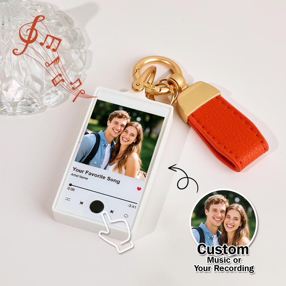 Portachiavi Personalizzato Con Foto E Testo: Un Regalo Significativo Con La Tua Musica O Registrazione Personalizzata Per Papà, Mamma, Famiglia, Amici - 