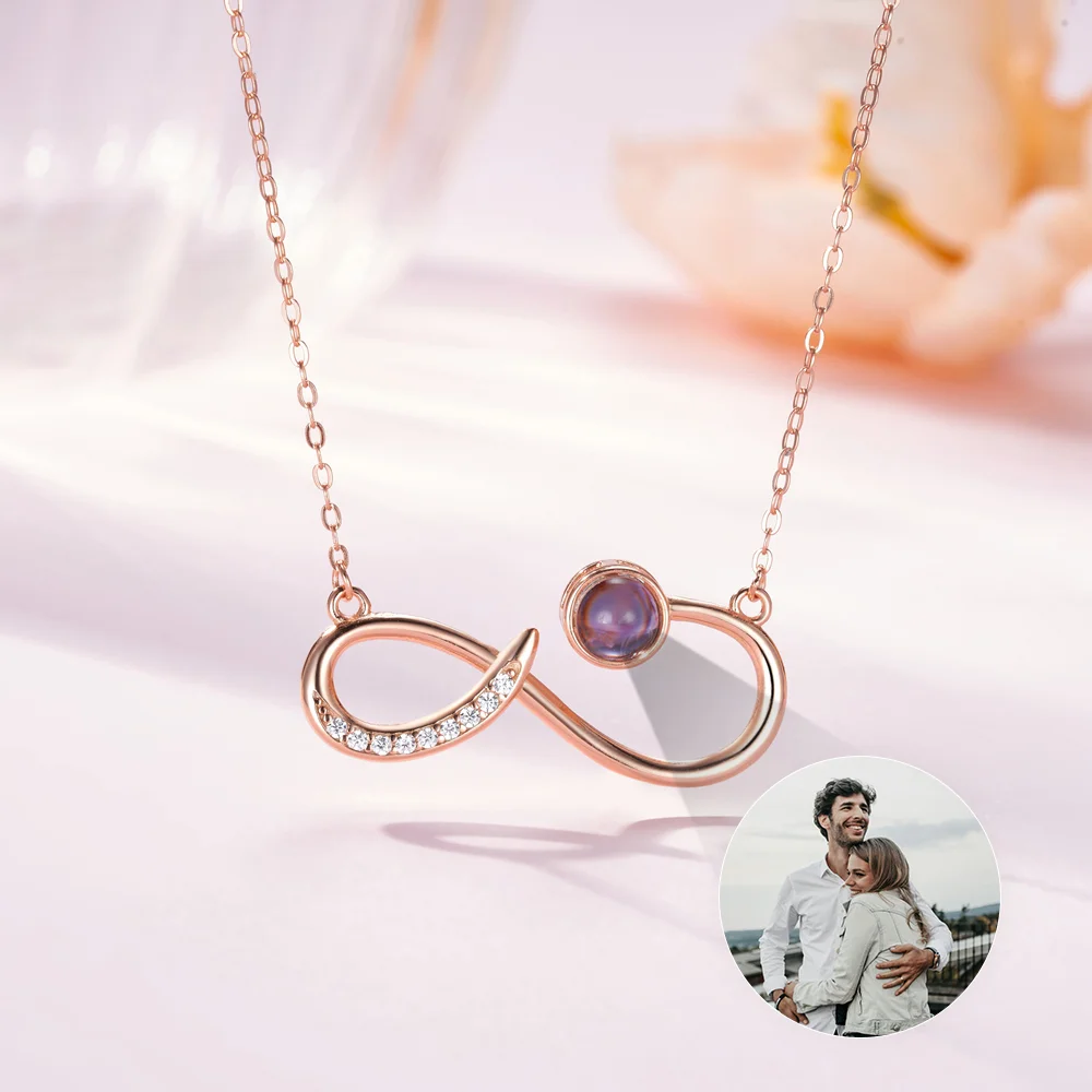 Collana Con Proiezione Personalizzata Con Zircone Abbagliante - Foto Personalizzata Con Foto Nascosta, Regalo Di Gioielli Ricordo Per Lui