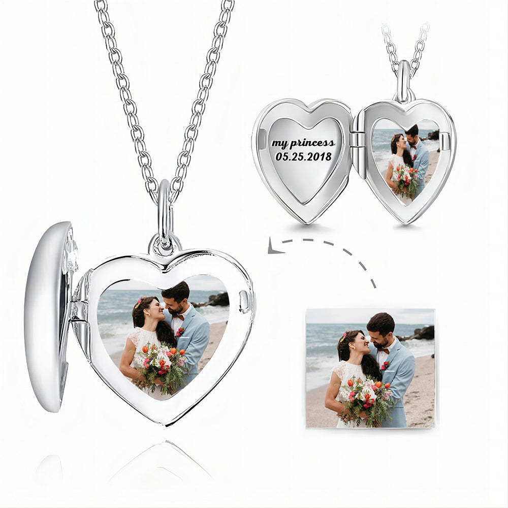 Personalized Heart Locket with Photo – Engraved Romantic Gift for Couples’ Special Day