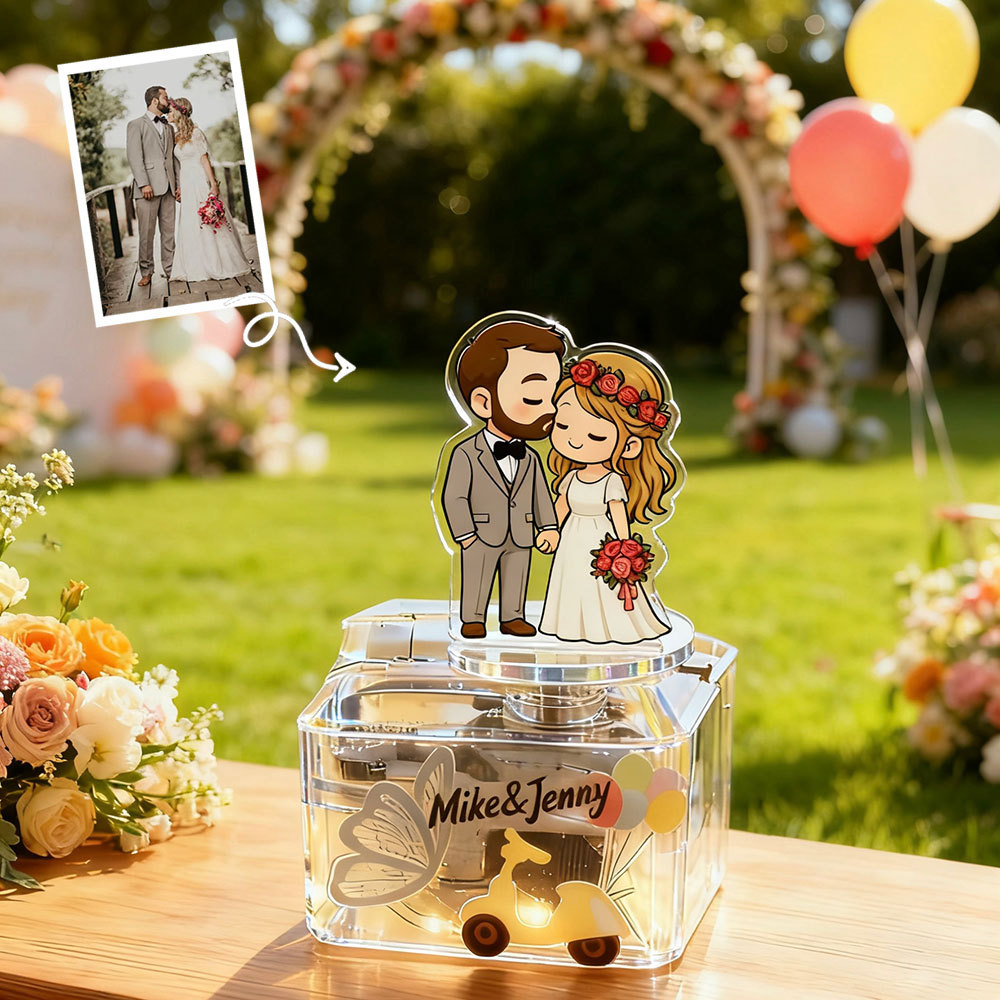 Carillon Fotografico Personalizzato, Ornamento Con Ritratto Di Cartone Animato Personalizzato, Regalo Unico Per Coppie E Famiglie - 