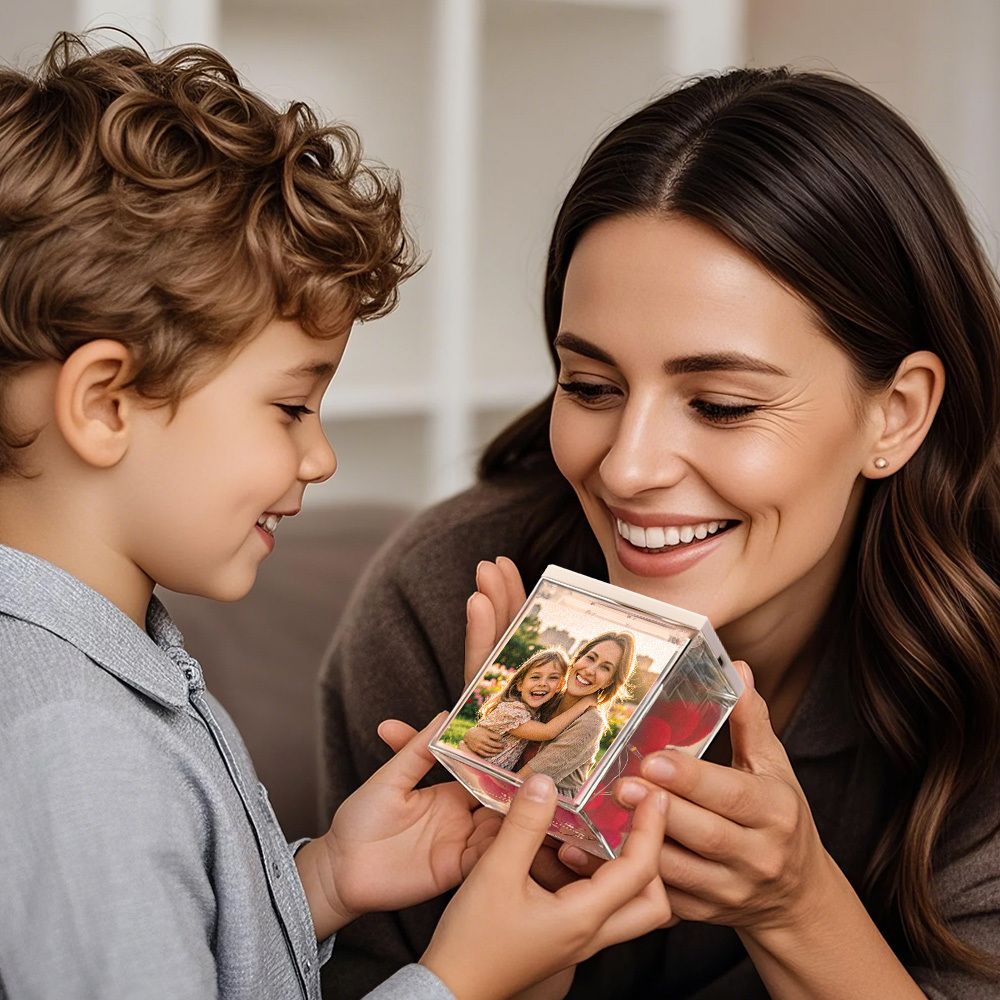 Mini Giradischi In Vinile Personalizzato, Lettore Musicale Automatico, Copertina Con Foto Personalizzata E Incisione, Regalo Per La Festa Della Mamma - 