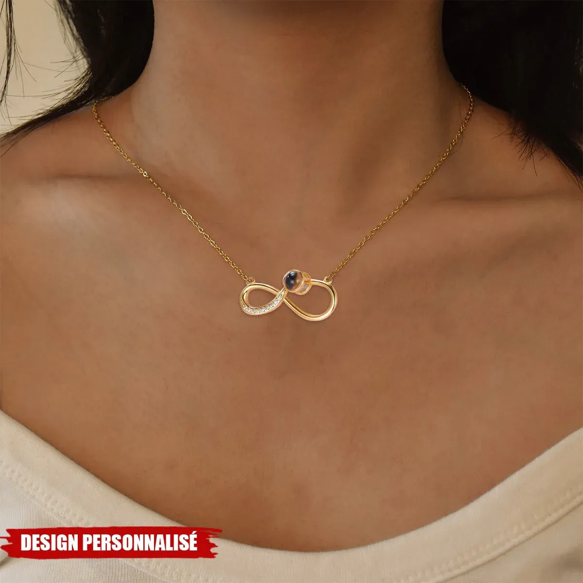Collana Con Proiezione Personalizzata Con Zircone Abbagliante - Foto Personalizzata Con Foto Nascosta, Regalo Di Gioielli Ricordo Per Lui - 