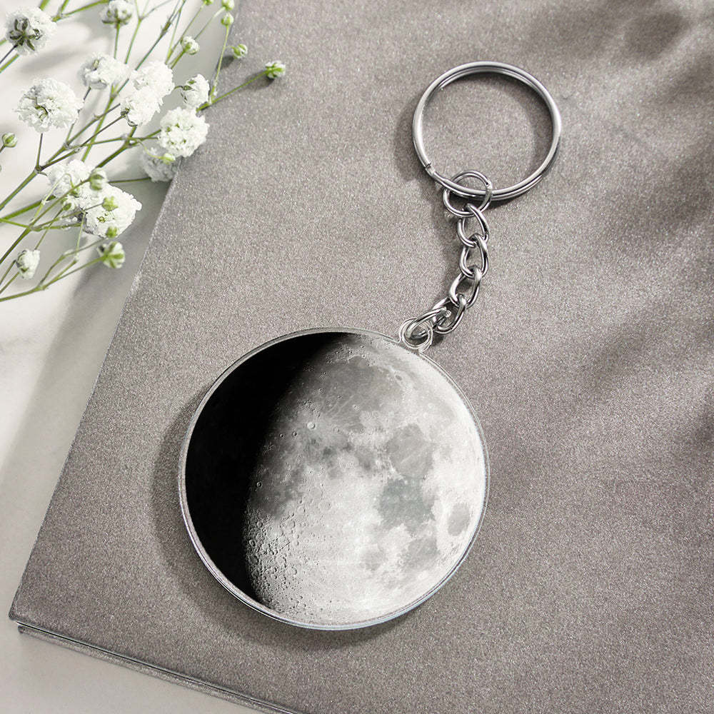 Portachiavi Personalizzato Con Fasi Lunari, Regalo Di Anniversario Personalizzato Per Lui, Regalo Di Compleanno Per Uomo - tuacollananome