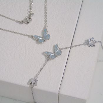 Collana A Farfalla Che Si Illumina Al Buio Catena Girocollo A Farfalla Blu Luminosa Per Donne E Ragazze - 