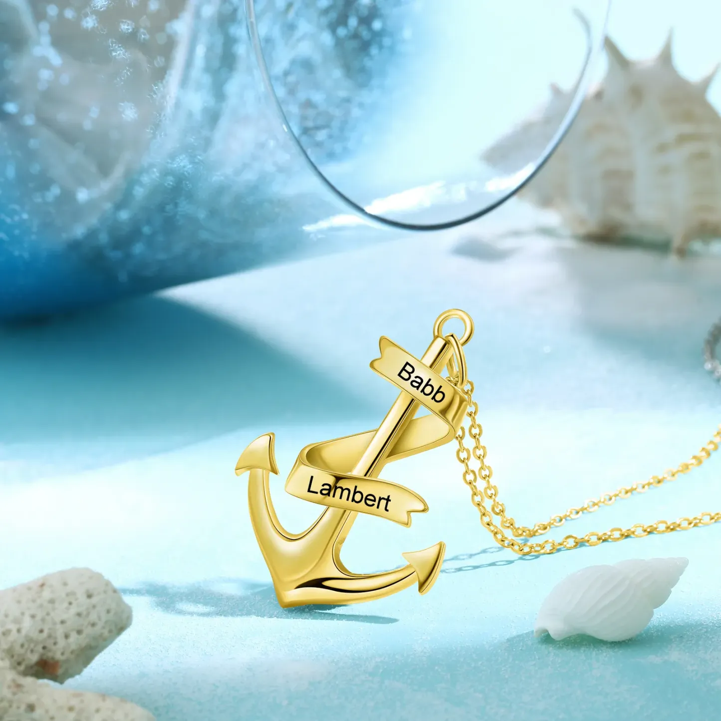 Collana Con Ancora Personalizzata Con 2 Nomi, Ciondolo Con Ancora Nautica Personalizzato, Collana Con Ancora Pirata Incisa, Regali Per Gli Amici - 