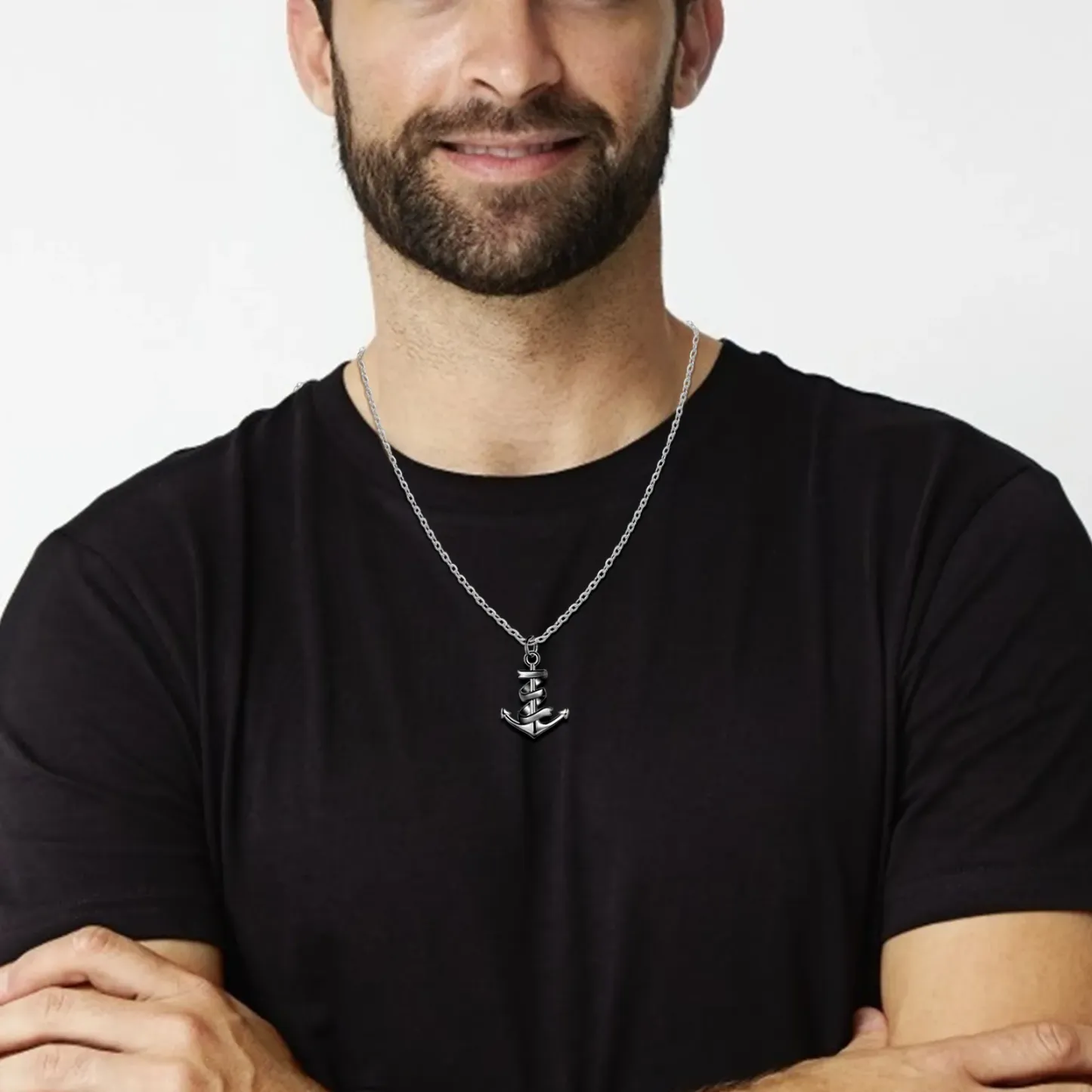 Collana Con Ancora Personalizzata Con 2 Nomi, Ciondolo Con Ancora Nautica Personalizzato, Collana Con Ancora Pirata Incisa, Regali Per Gli Amici - 