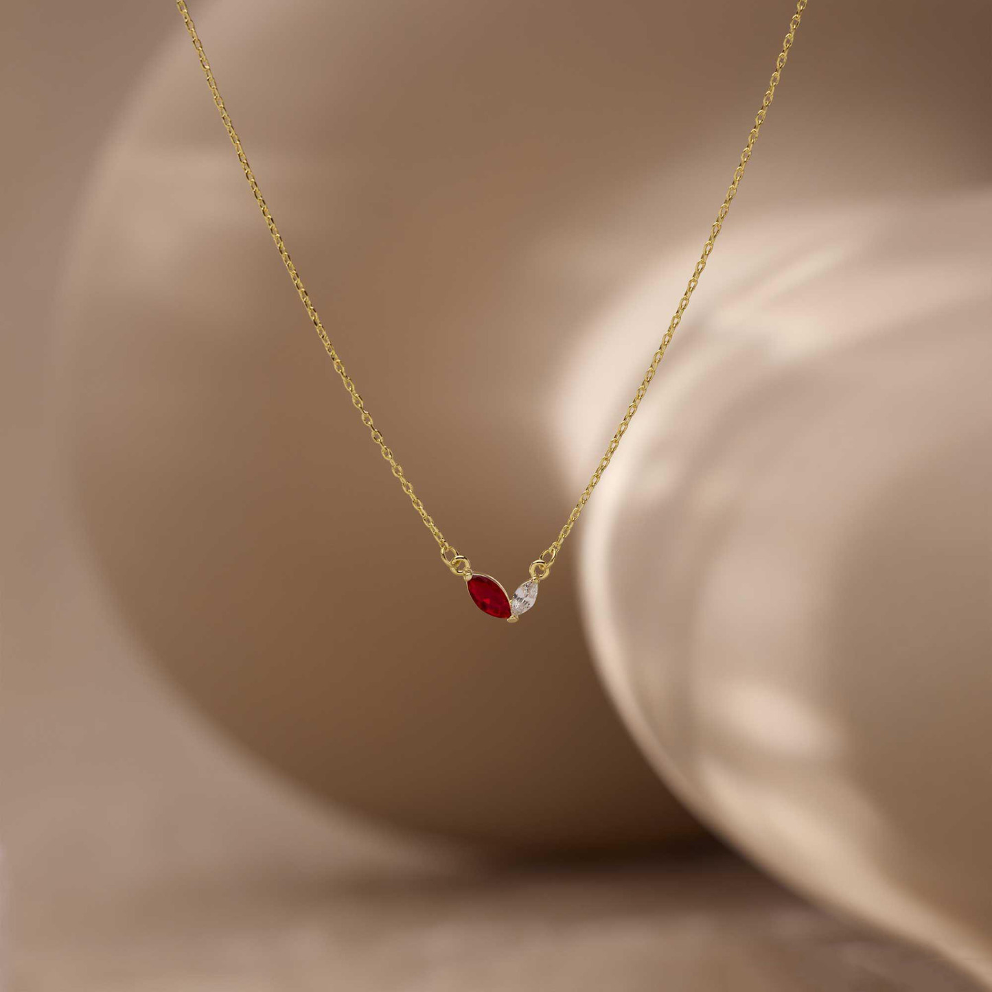 Collana Personalizzata Con Pietra Portafortuna Per Coppia Da Donna, Collana Personalizzata Con Pietre Preziose Per La Famiglia Con Pietre Marquise, Regali Di San Valentino - 