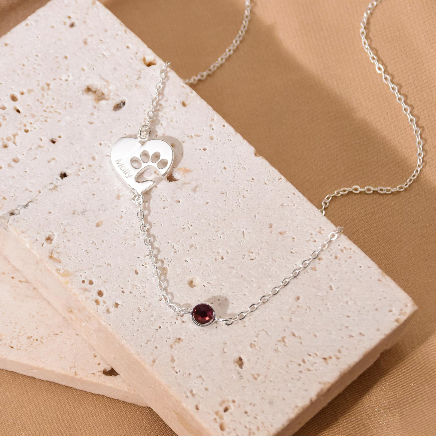 Collana Personalizzata Con Cuore E Zampa Collana Personalizzata Con Zampa Di Animale Domestico Con Nome E Pietra Portafortuna Per Gli Amanti Degli Animali - 