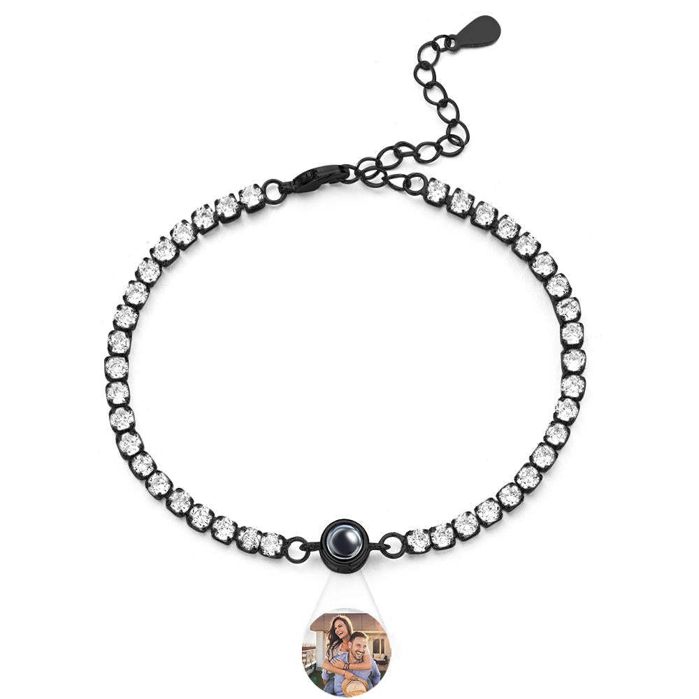 Bracciale Con Foto Da Tennis Con Proiezione Personalizzata. Bracciale Con Foto A Cerchio Trendy Personalizzato. Regali Per Lui - tuacollananome