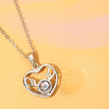 Collana Ti Amo In 100 Lingue Proiezione Argento Cuore Con Foto Inciso - tuacollananome