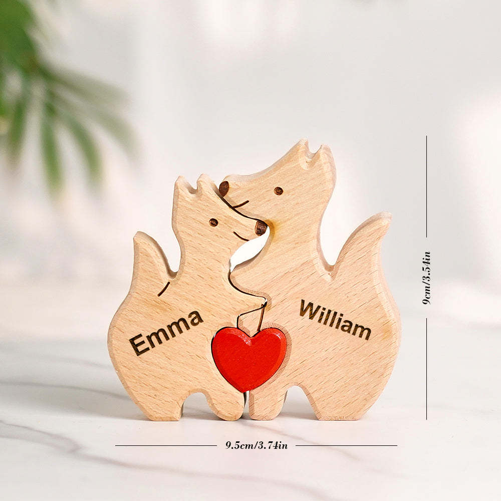 Puzzle In Legno Per Famiglie Di Volpi Con Nomi Personalizzati, Regali Per L'inaugurazione Della Casa - tuacollananome