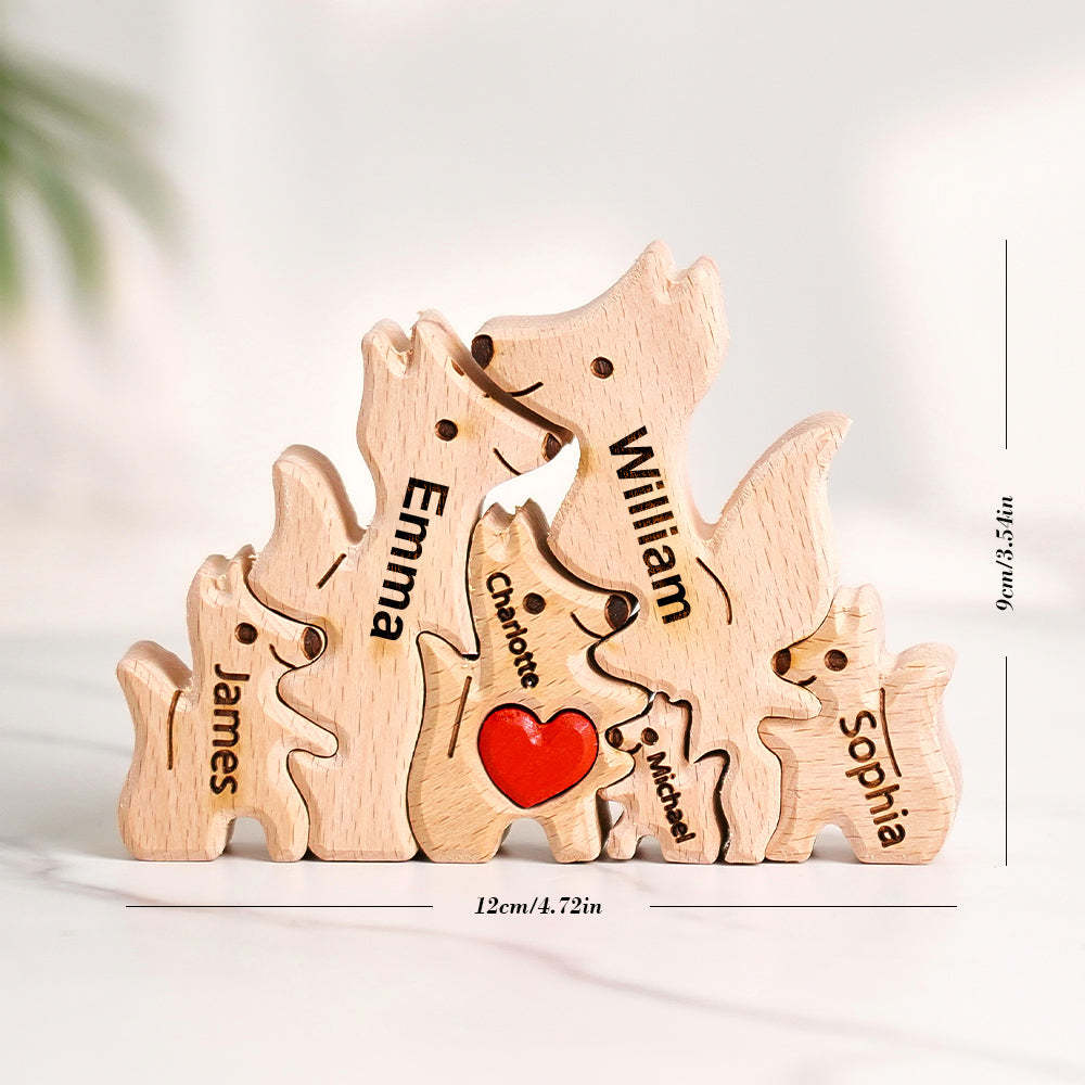 Puzzle In Legno Per Famiglie Di Volpi Con Nomi Personalizzati, Regali Per L'inaugurazione Della Casa - tuacollananome