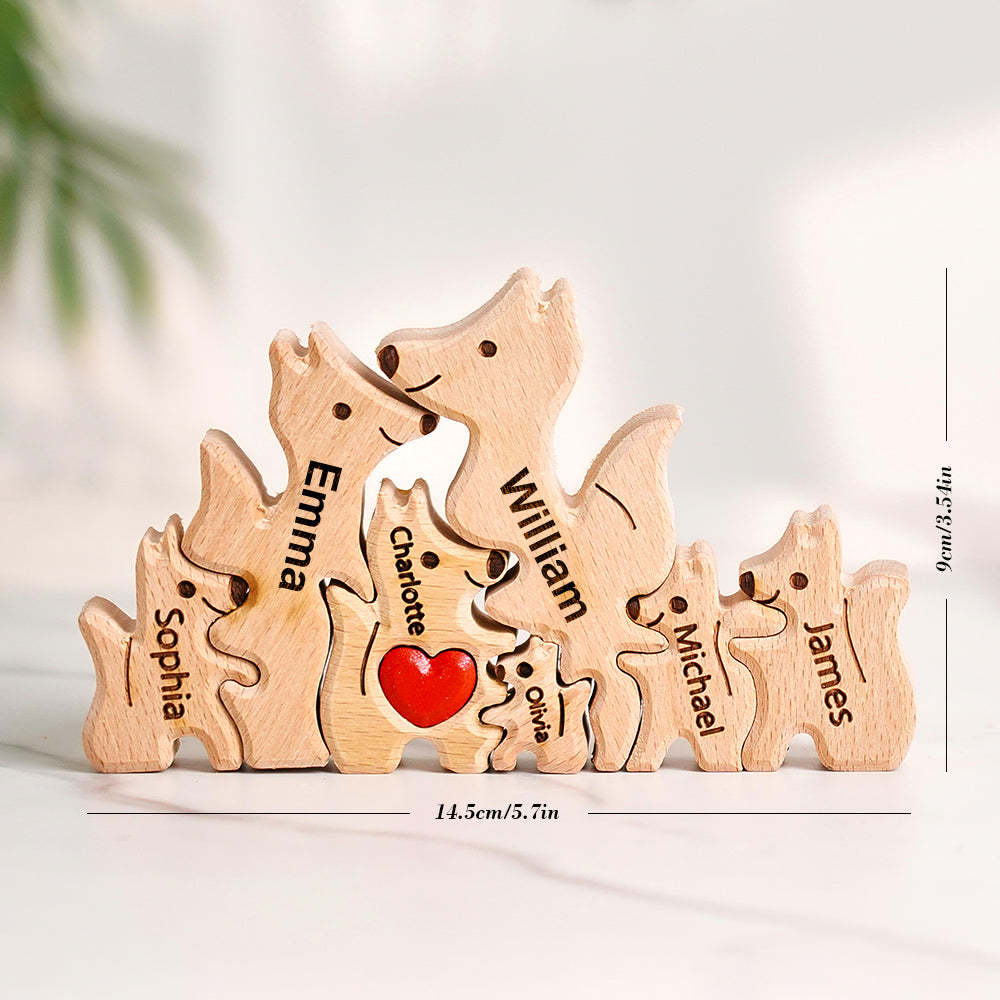 Puzzle In Legno Per Famiglie Di Volpi Con Nomi Personalizzati, Regali Per L'inaugurazione Della Casa - tuacollananome