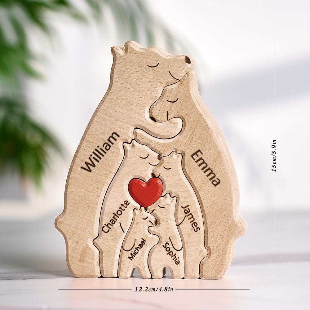 Targa Con Orsi In Legno, Nomi Personalizzati, Puzzle Con Orsi, Decorazioni Per La Casa, Regali Per La Famiglia - tuacollananome