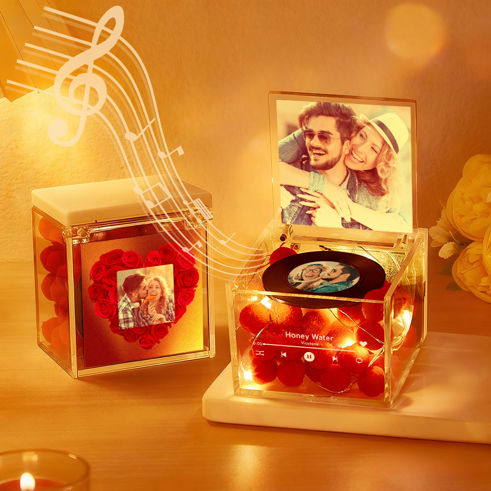 Mini Lettore Musicale Premium Con Foto Personalizzata E Luce, Scatola Musicale In Acrilico Personalizzata - 