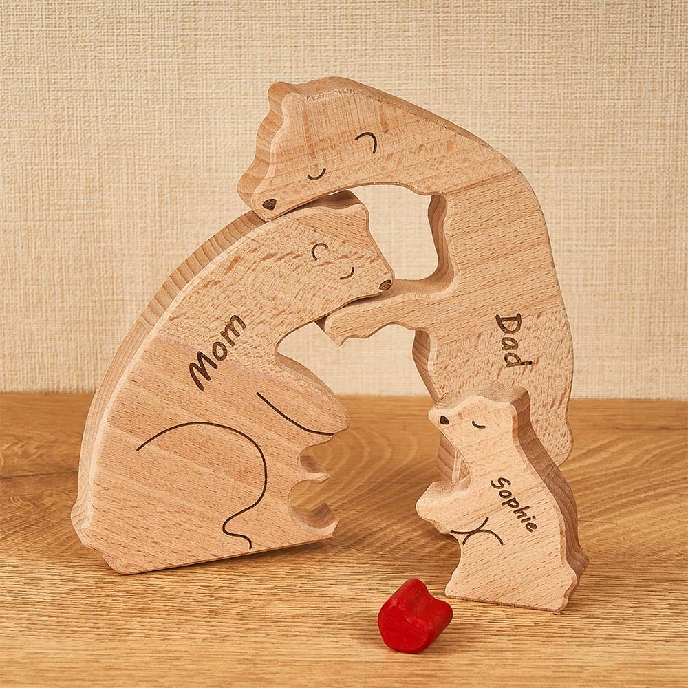 Nomi Personalizzati Orsi In Legno Famiglia Blocco Puzzle Regali Per Decorazioni Per La Casa