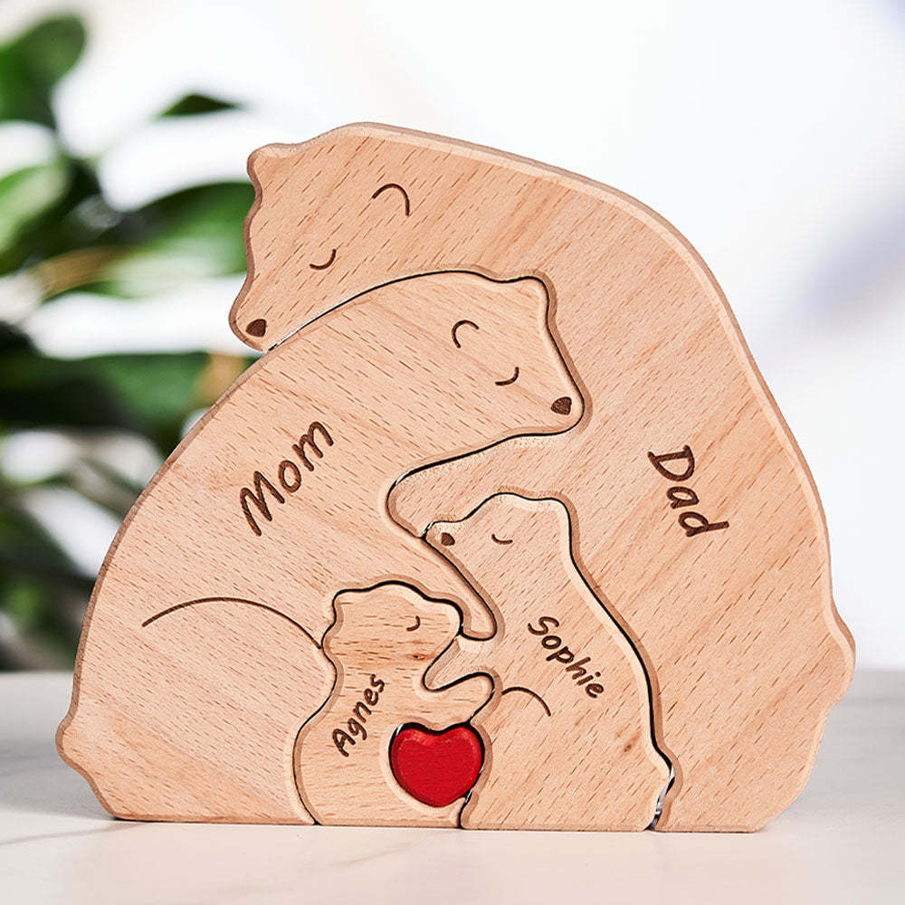 Nomi Personalizzati Orsi In Legno Famiglia Blocco Puzzle Regali Per Decorazioni Per La Casa