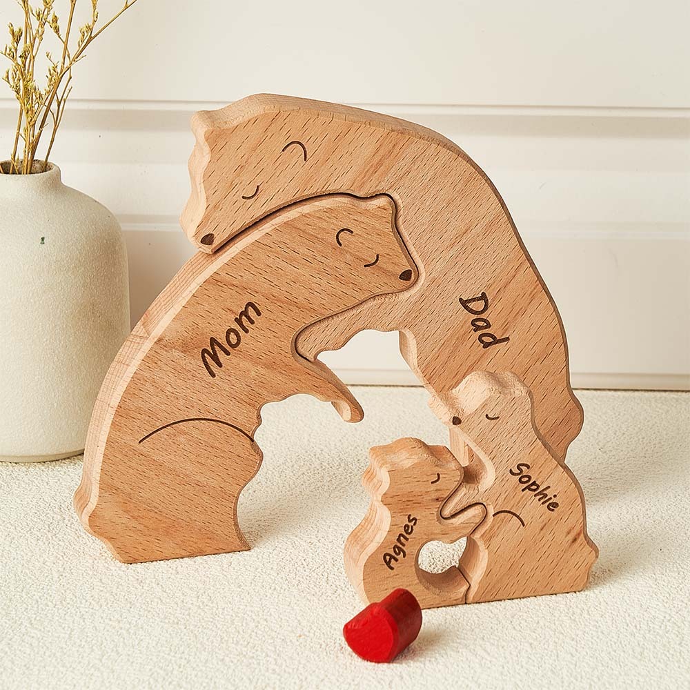 Nomi Personalizzati Orsi In Legno Famiglia Blocco Puzzle Regali Per Decorazioni Per La Casa
