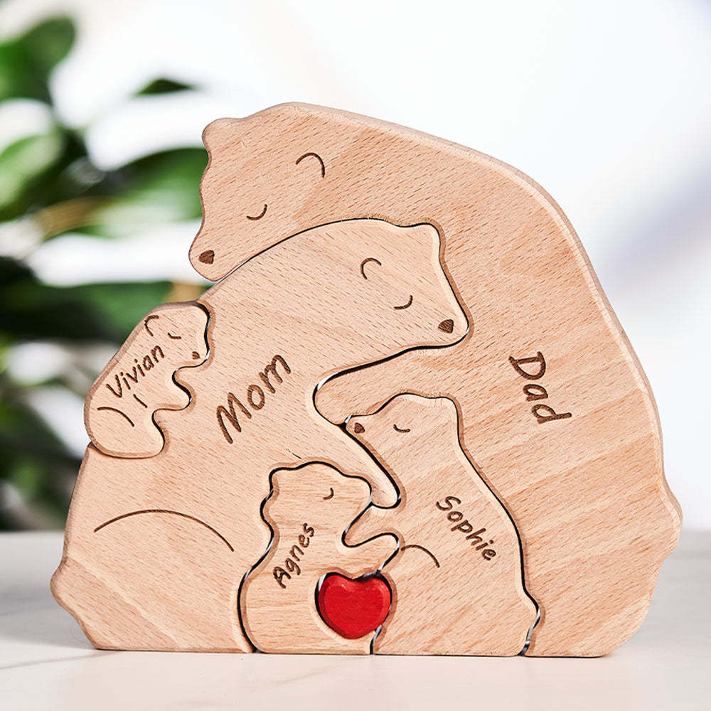 Nomi Personalizzati Orsi In Legno Famiglia Blocco Puzzle Regali Per Decorazioni Per La Casa