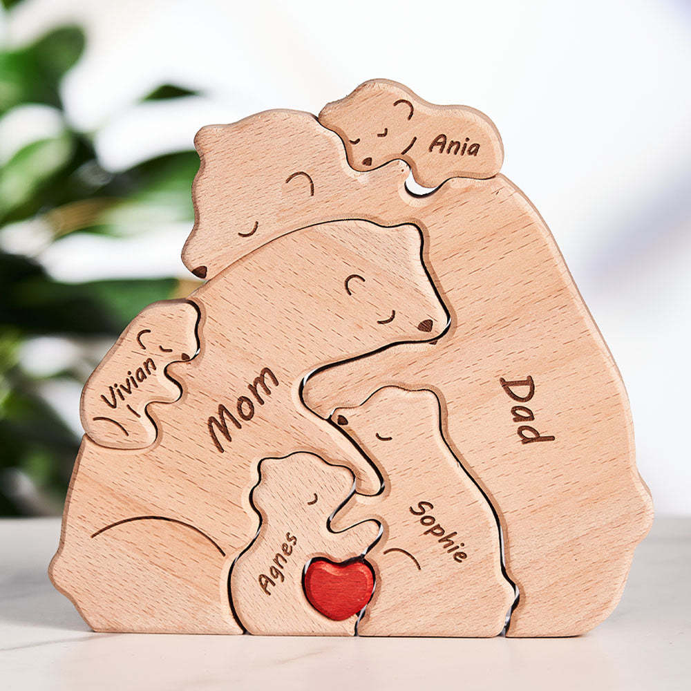 Nomi Personalizzati Orsi In Legno Famiglia Blocco Puzzle Regali Per Decorazioni Per La Casa