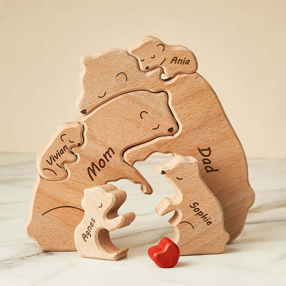 Nomi Personalizzati Orsi In Legno Famiglia Blocco Puzzle Regali Per Decorazioni Per La Casa
