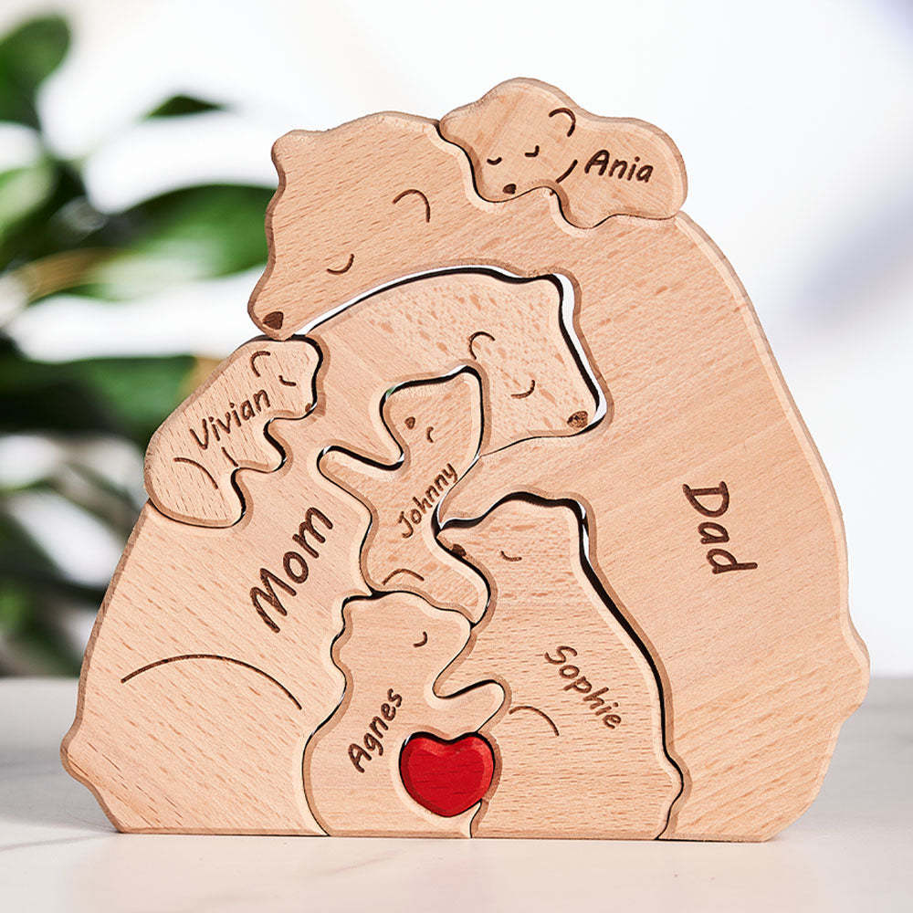 Nomi Personalizzati Orsi In Legno Famiglia Blocco Puzzle Regali Per Decorazioni Per La Casa