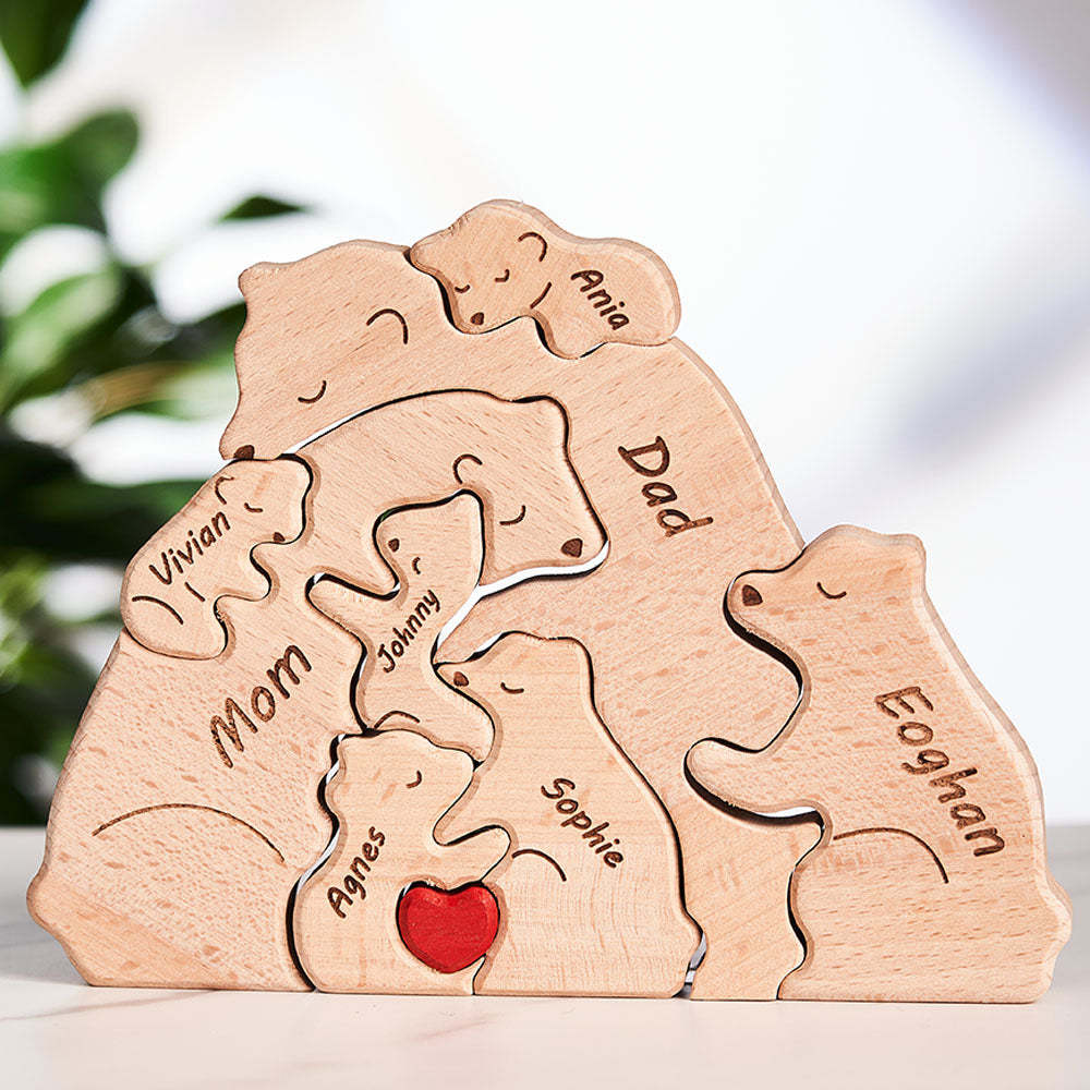 Nomi Personalizzati Orsi In Legno Famiglia Blocco Puzzle Regali Per Decorazioni Per La Casa