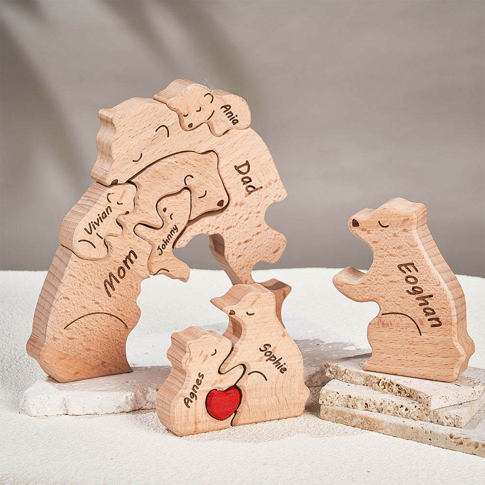 Nomi Personalizzati Orsi In Legno Famiglia Blocco Puzzle Regali Per Decorazioni Per La Casa