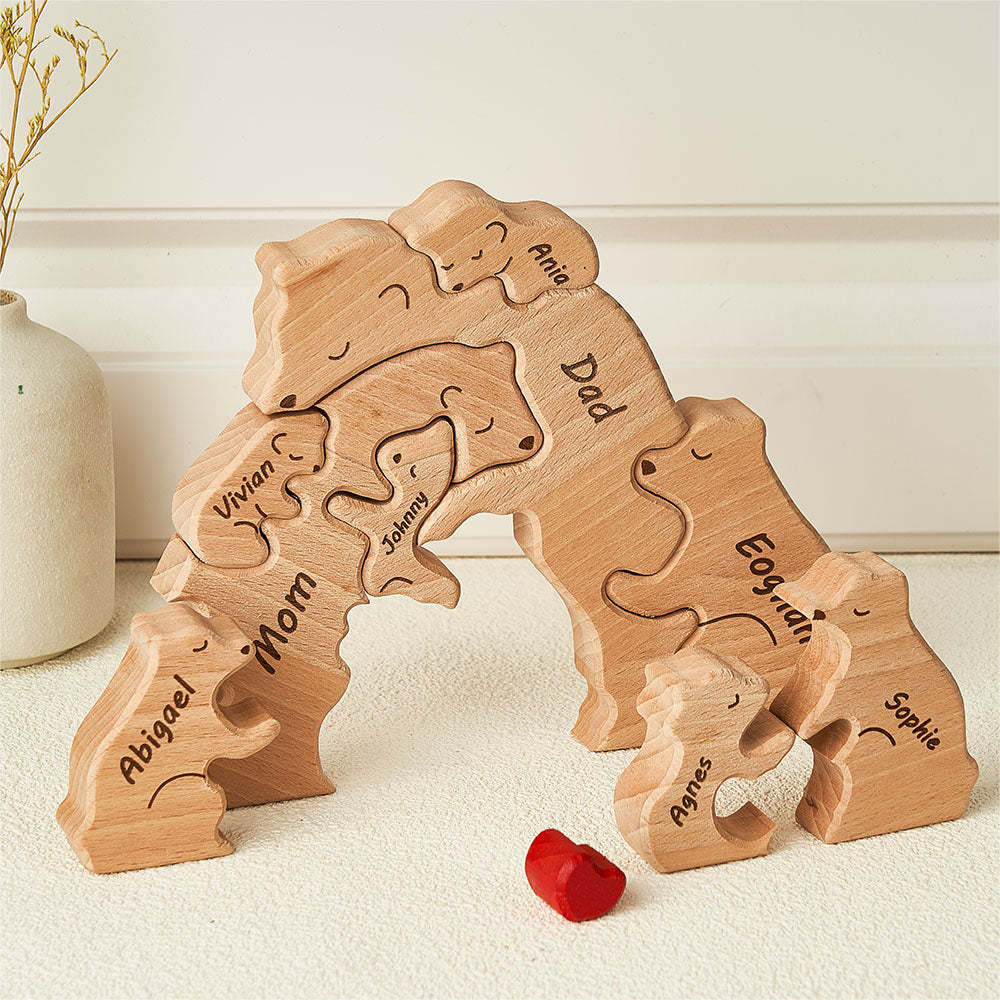 Nomi Personalizzati Orsi In Legno Famiglia Blocco Puzzle Regali Per Decorazioni Per La Casa